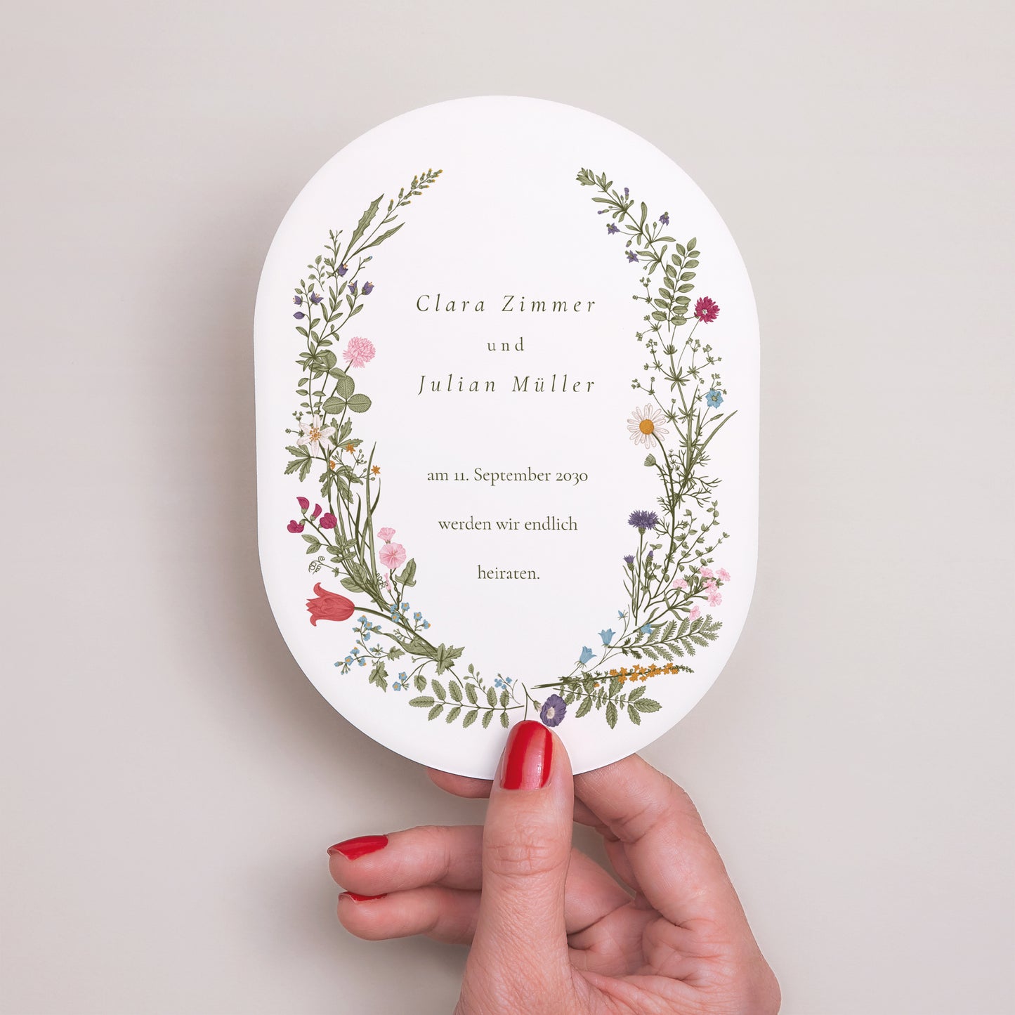 Hochzeitseinladung oval Vintage Krone foto N° 2