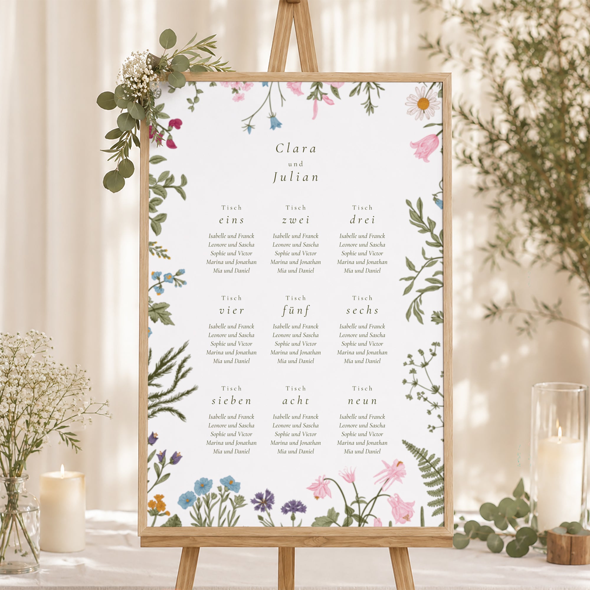 Sitzplan Hochzeit Porträt 60 x 90 cm Vintage Krone foto N° 1