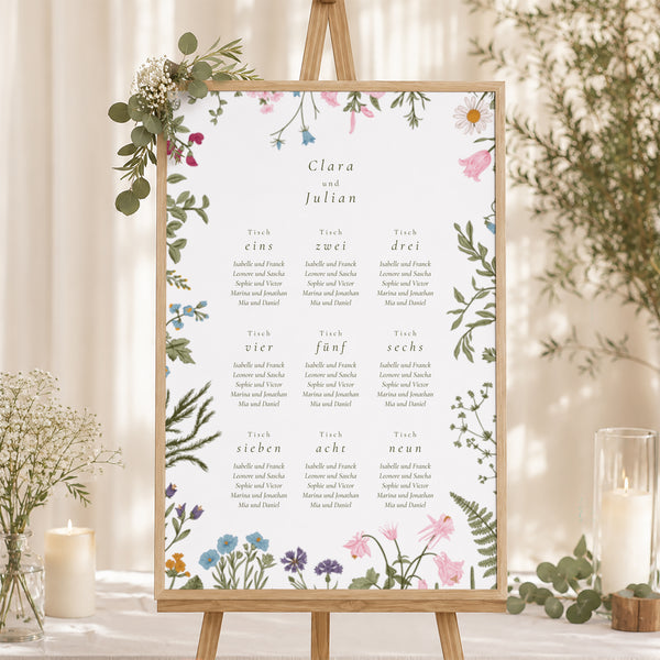 Sitzplan Hochzeit Porträt 60 x 90 cm Vintage Krone foto