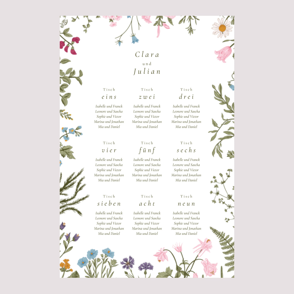 Sitzplan Hochzeit Porträt 60 x 90 cm Vintage Krone foto N° 2
