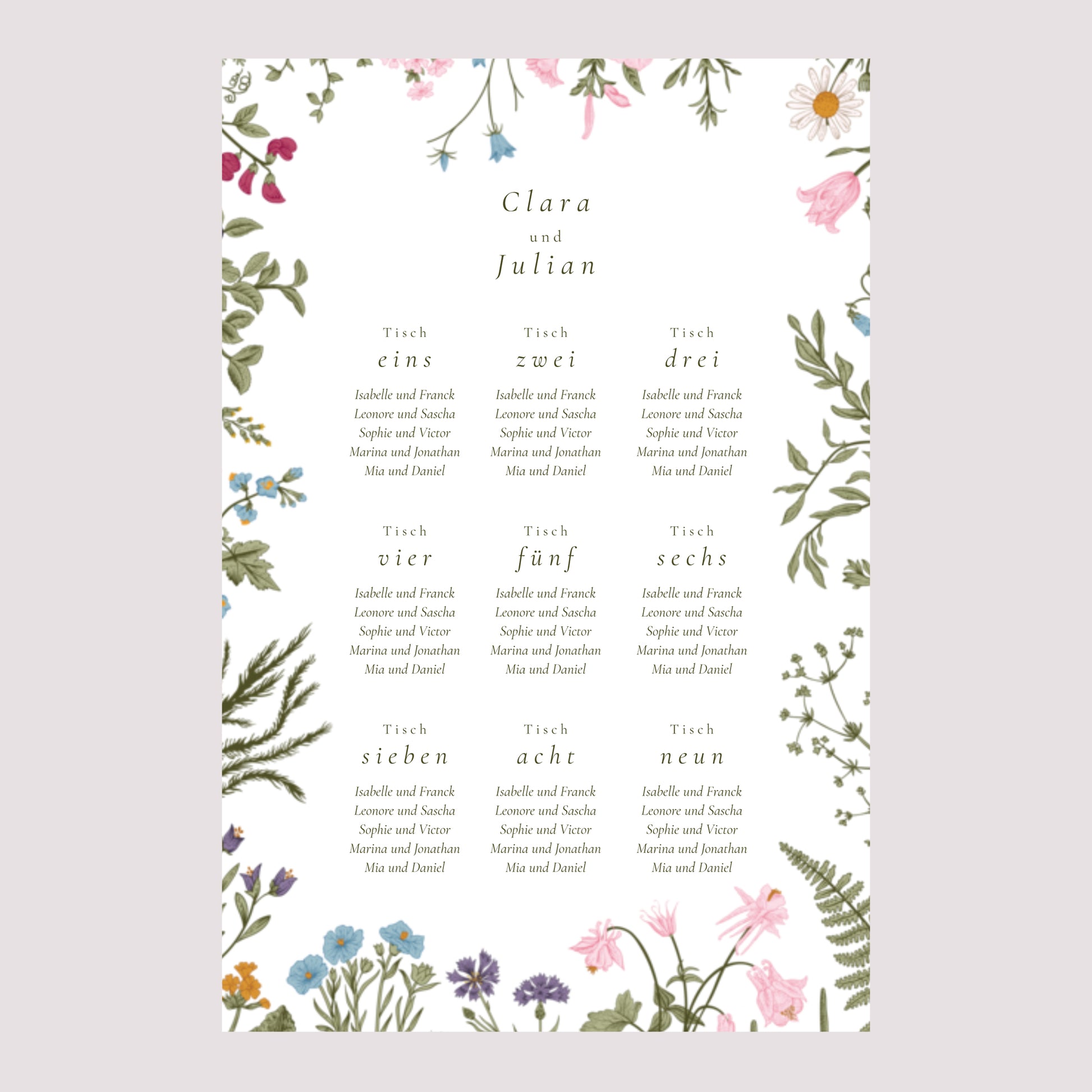 Sitzplan Hochzeit Porträt 60 x 90 cm Vintage Krone foto N° 2