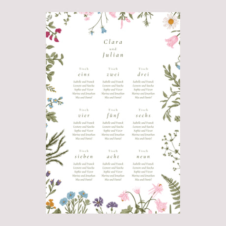 Sitzplan Hochzeit Porträt 60 x 90 cm Vintage Krone