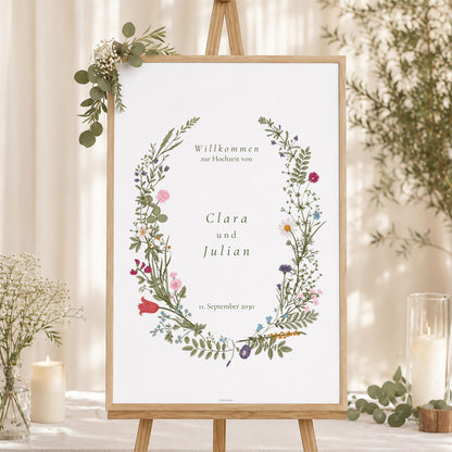Begrüßungstafel Hochzeit Porträt 60 x 90 cm Vintage Krone foto N° 1