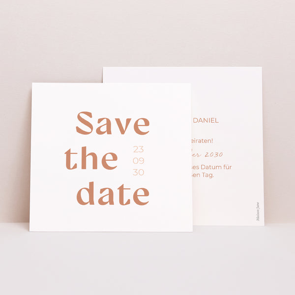 Save the date Karte Hochzeit Quadrat Typo terracotta foto