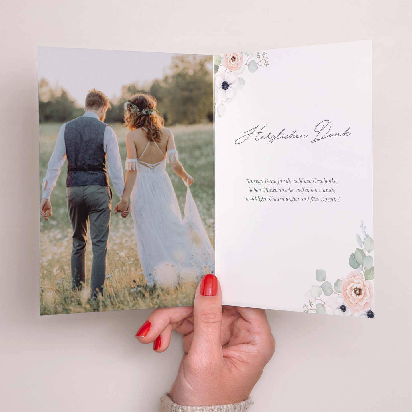 Dankeskarte Hochzeit Doppelflügelporträt foto N° 2