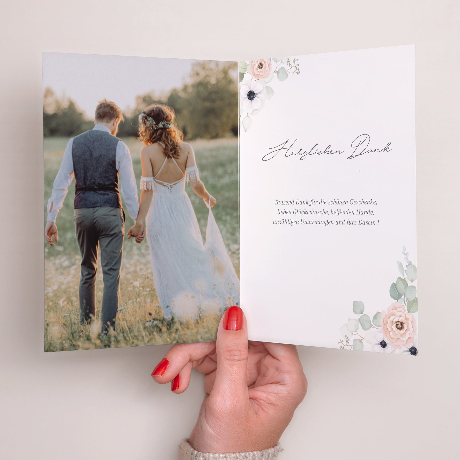 Dankeskarte Hochzeit Doppelflügelporträt foto N° 2