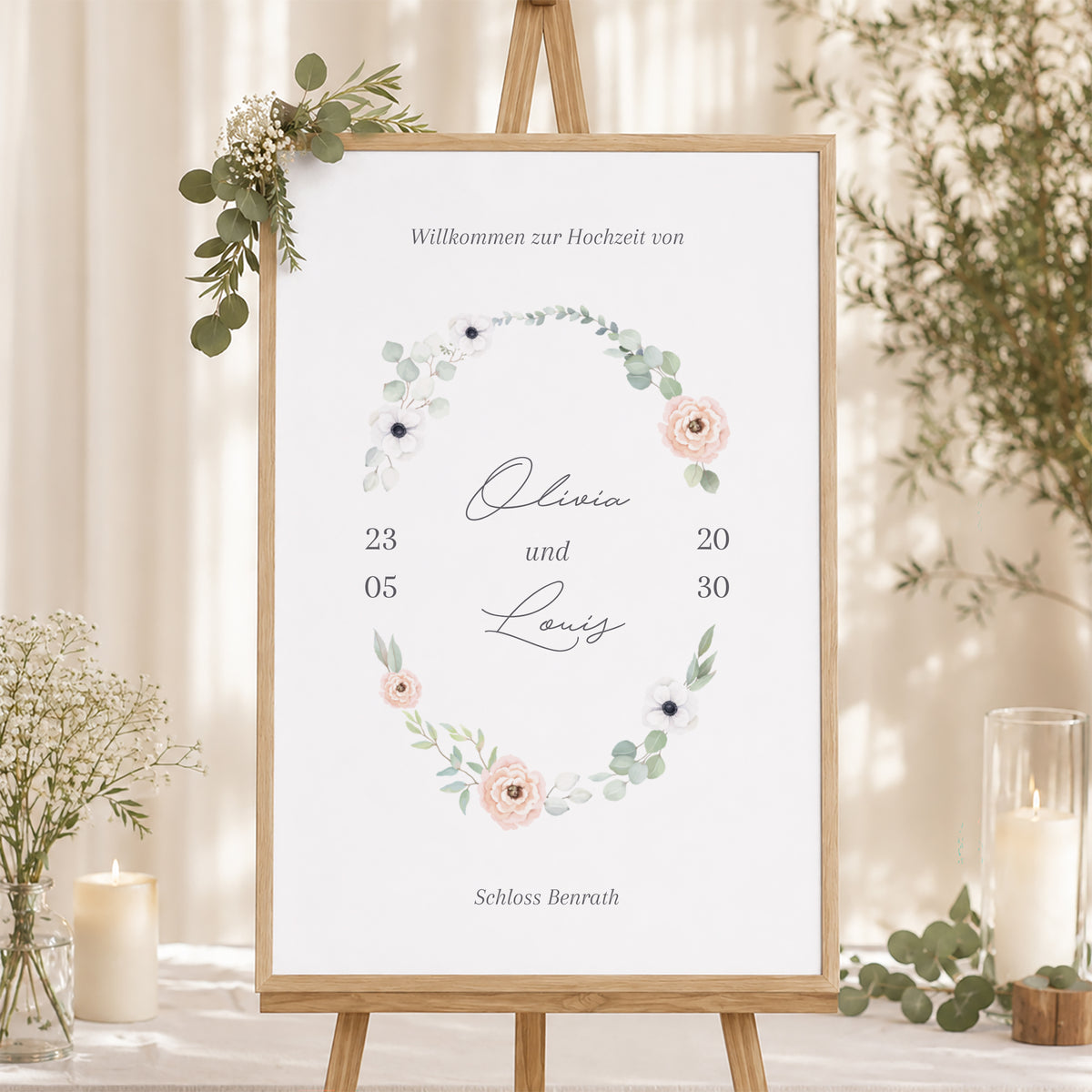 Begrüßungstafel Hochzeit Porträt 60 x 90 cm foto N° 1
