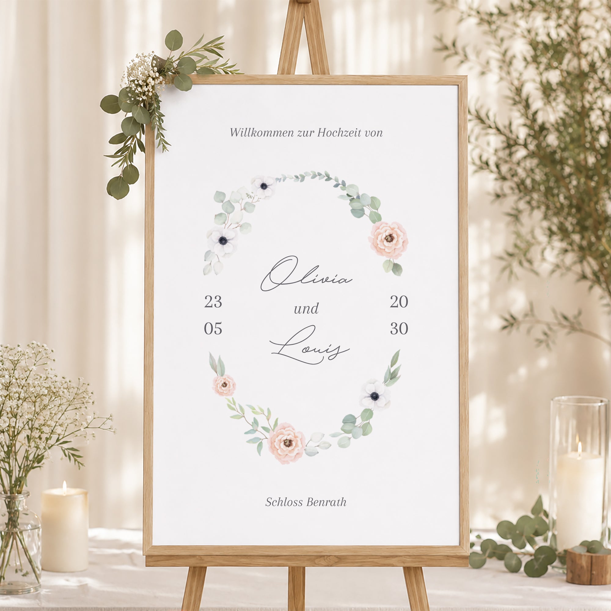 Begrüßungstafel Hochzeit Porträt 60 x 90 cm foto N° 1