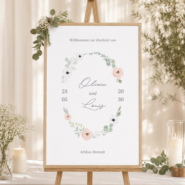 Begrüßungstafel Hochzeit Porträt 60 x 90 cm foto
