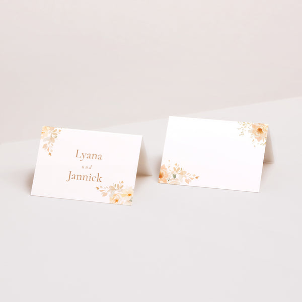 Tischkarten Hochzeit Quer Blumiges Täschchen foto