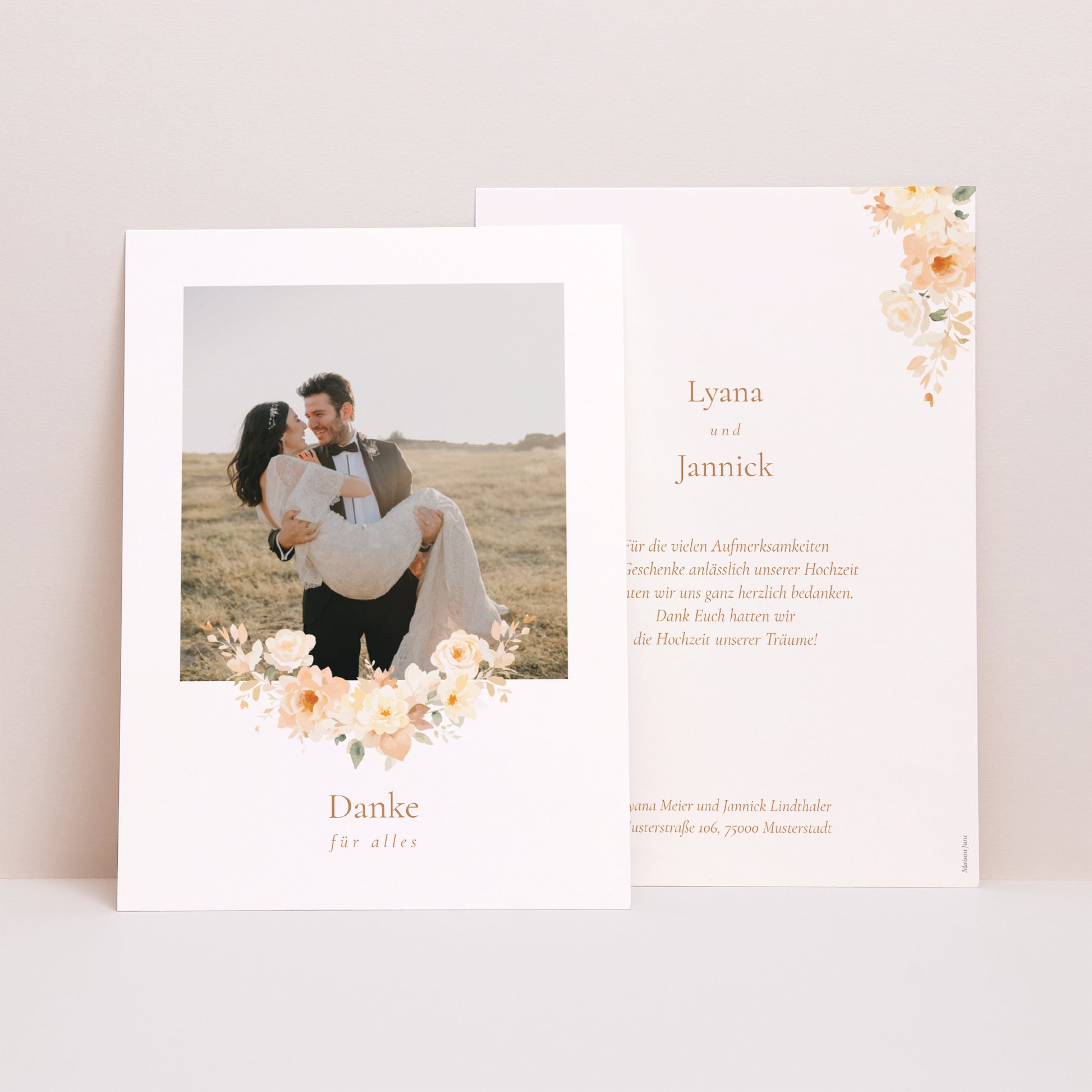 Dankeskarte Hochzeit Blumiges Täschchen foto N° 1