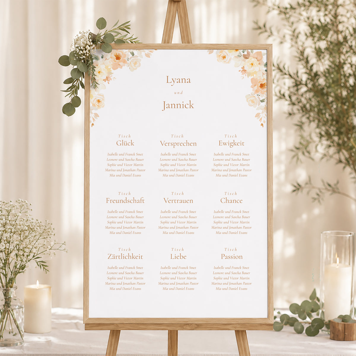 Sitzplan Hochzeit Porträt Blumiges Täschchen foto N° 1