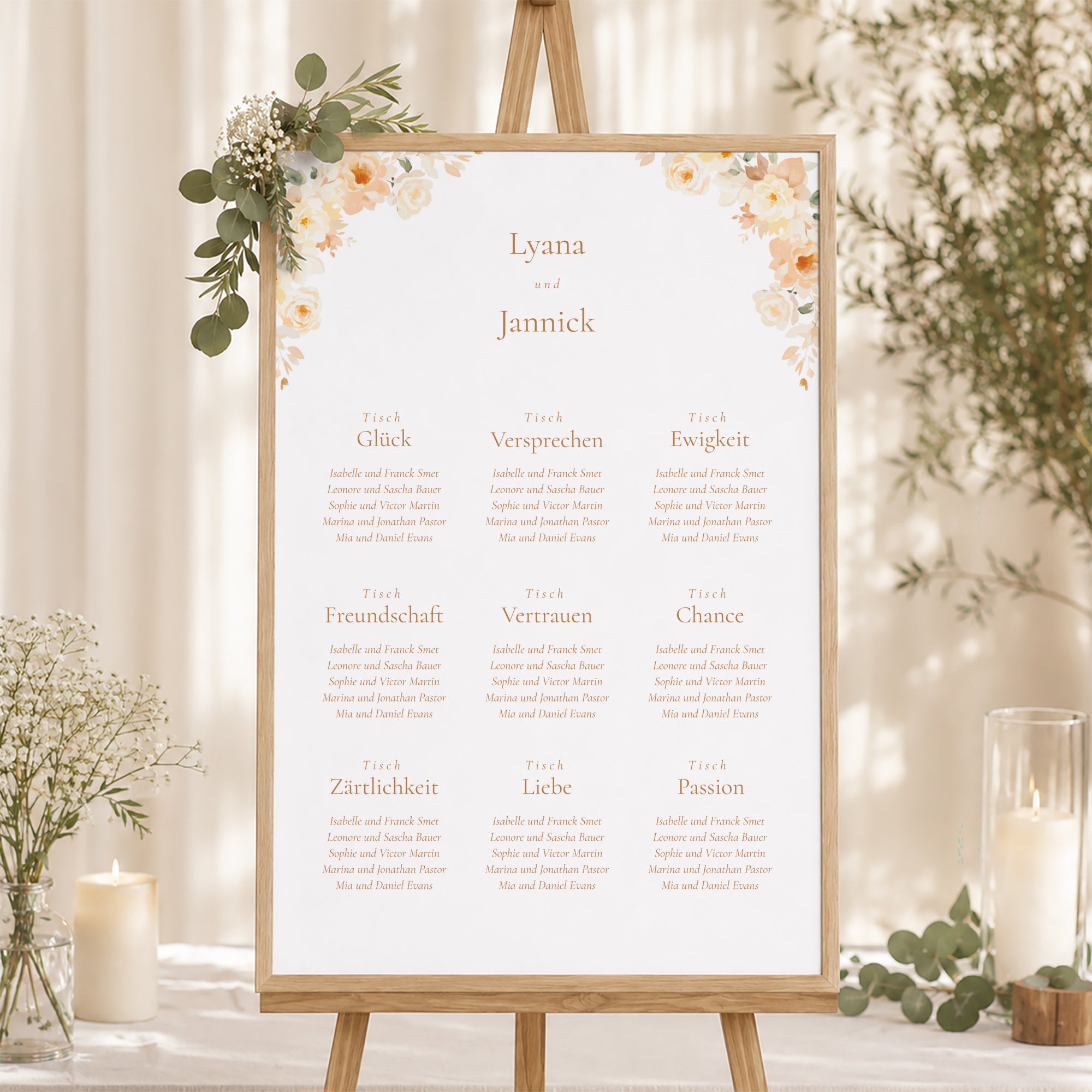 Sitzplan Hochzeit Porträt Blumiges Täschchen foto N° 1