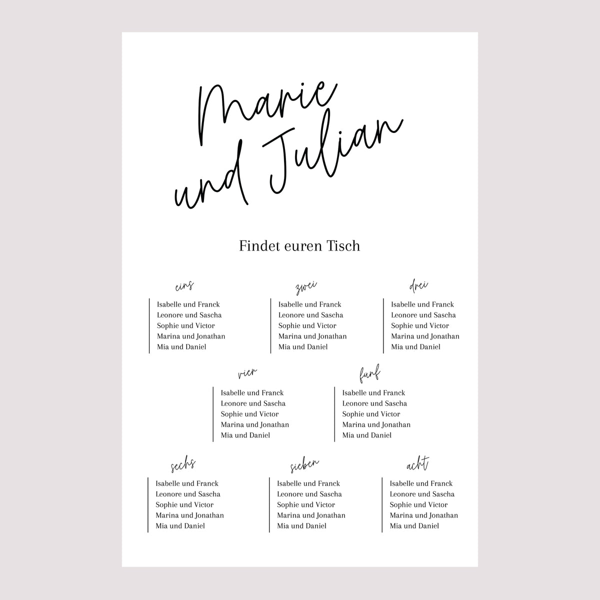 Sitzplan Hochzeit Porträt Pacôme foto N° 2
