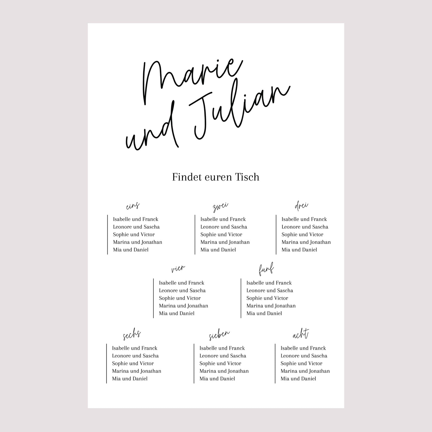 Sitzplan Hochzeit Porträt Pacôme foto N° 2
