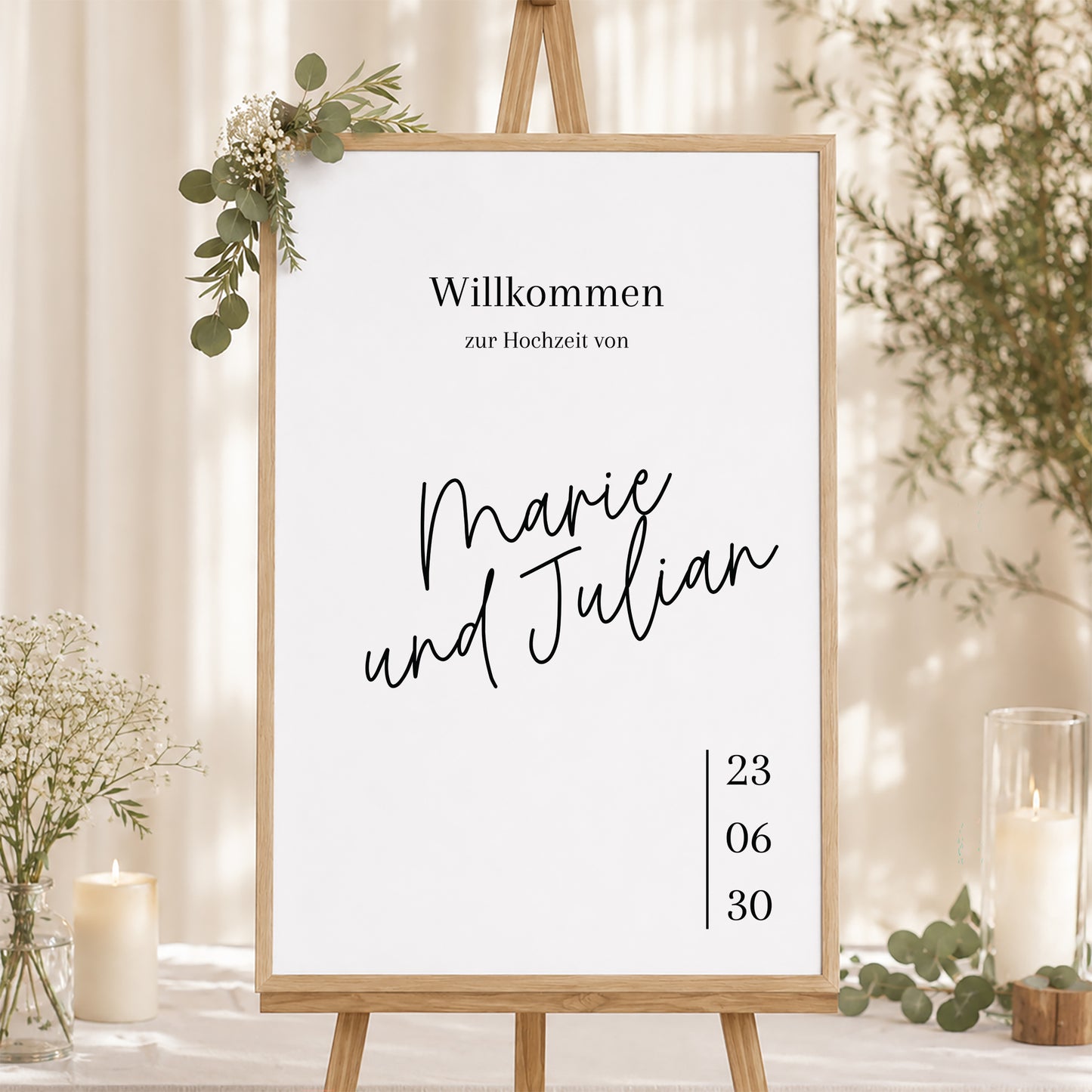 Begrüßungstafel Hochzeit Porträt 60 x 90 cm Pacôme foto N° 1