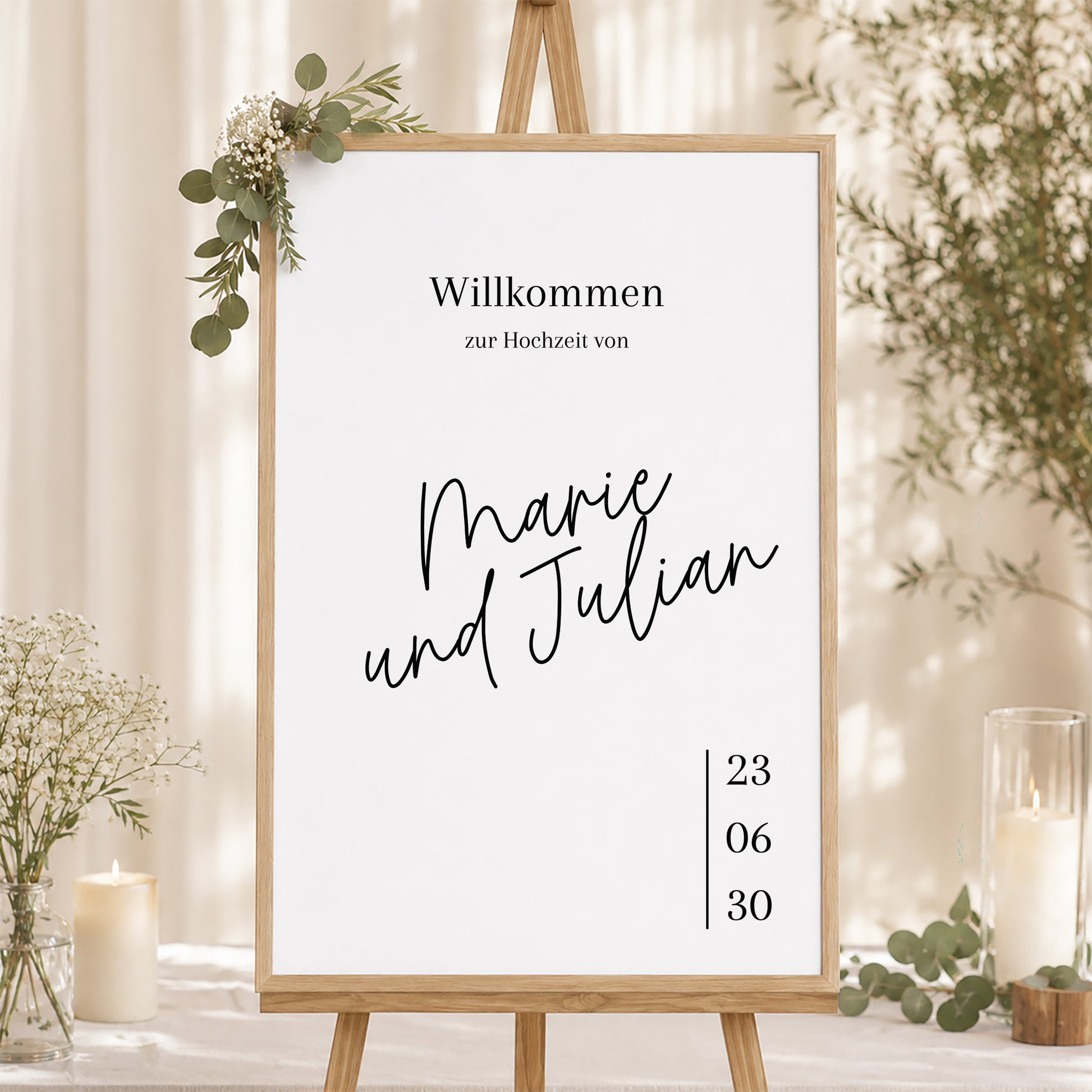 Begrüßungstafel Hochzeit Porträt 60 x 90 cm Pacôme foto N° 1