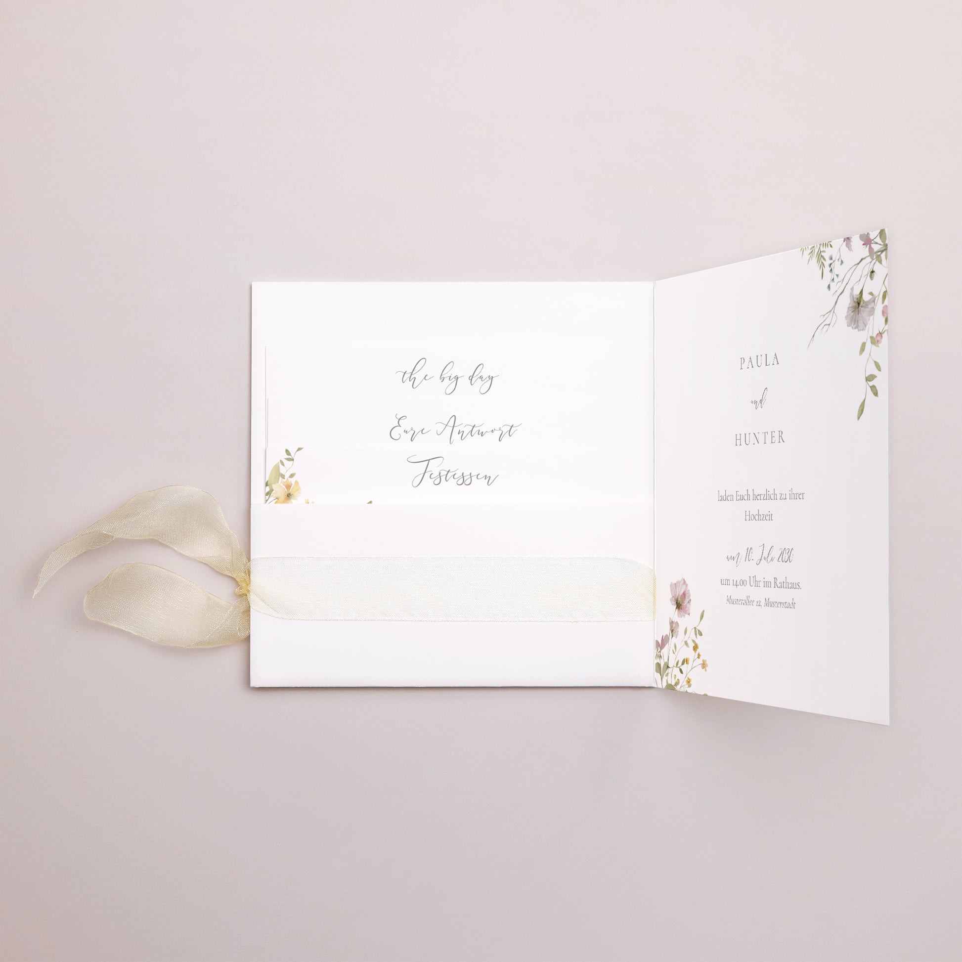 Hochzeitseinladung Quadratische Hülle, 3 Karten, Etikett foto N° 3