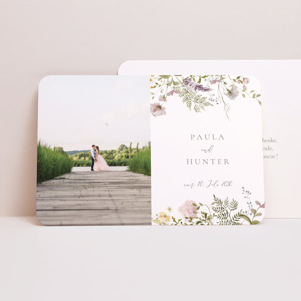 Dankeskarte Hochzeit Landschaft, abgerundete Ränder foto