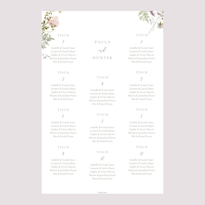 Sitzplan Hochzeit Porträt Blumenkranz foto N° 2
