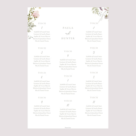 Sitzplan Hochzeit Porträt Blumenkranz