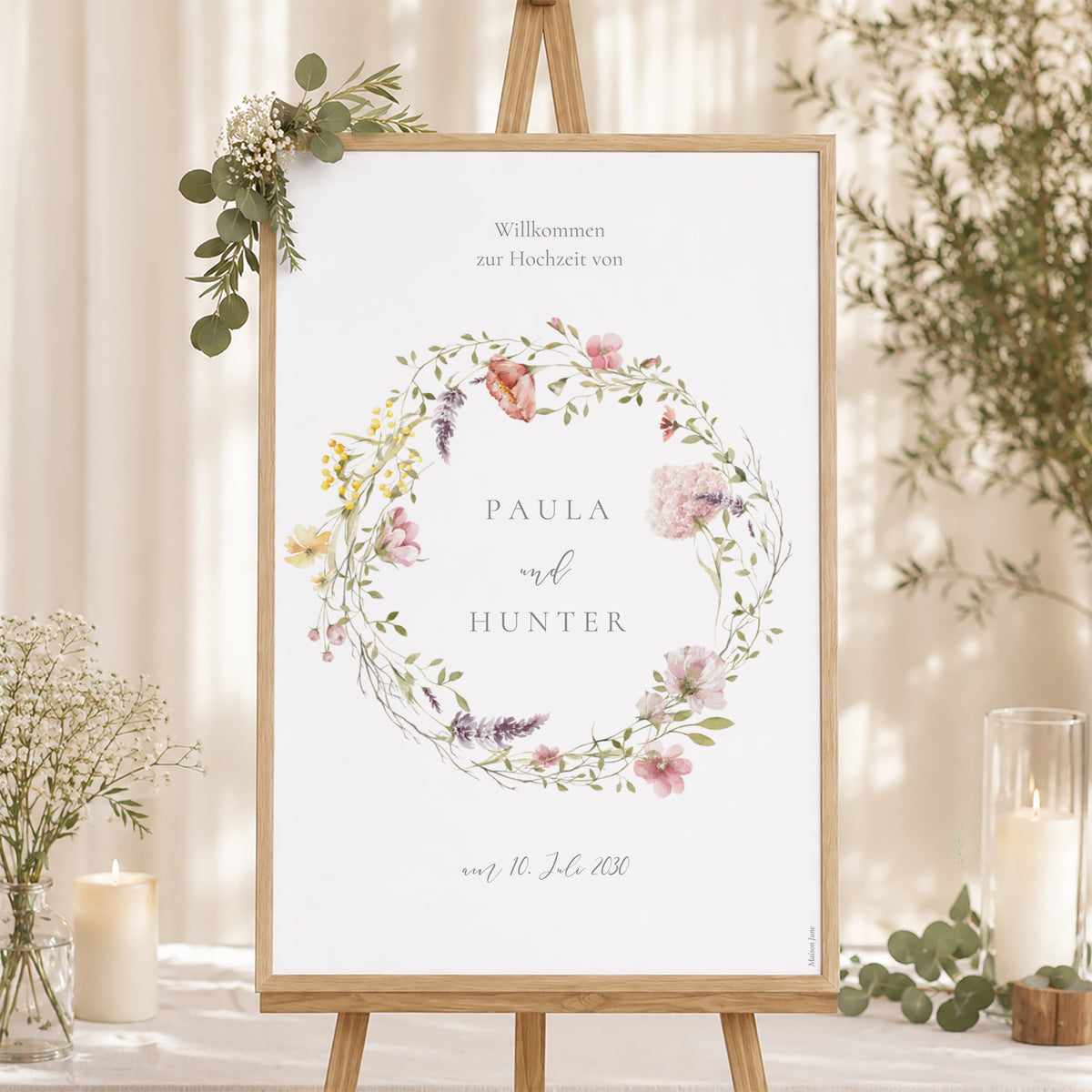 Begrüßungstafel Hochzeit Porträt 60 x 90 cm foto N° 1