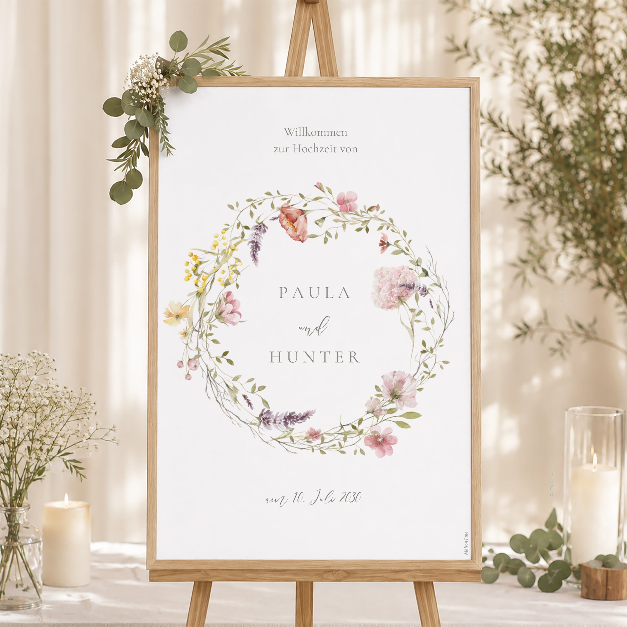 Begrüßungstafel Hochzeit Porträt 60 x 90 cm foto N° 1
