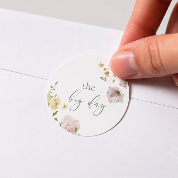 Sticker Hochzeit Rund Blumenkranz foto