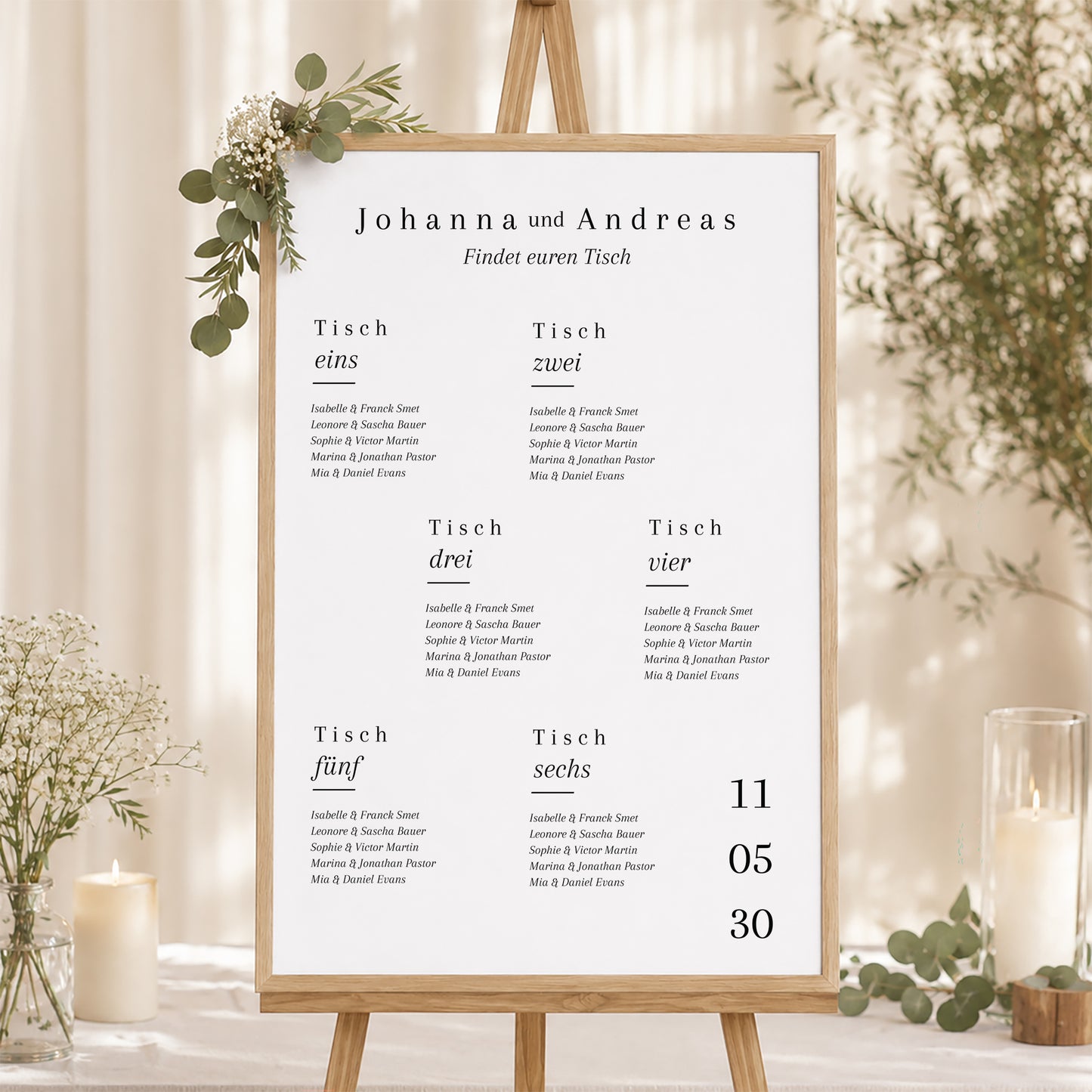 Sitzplan Hochzeit Porträt 60 x 90 cm Karneol foto N° 1