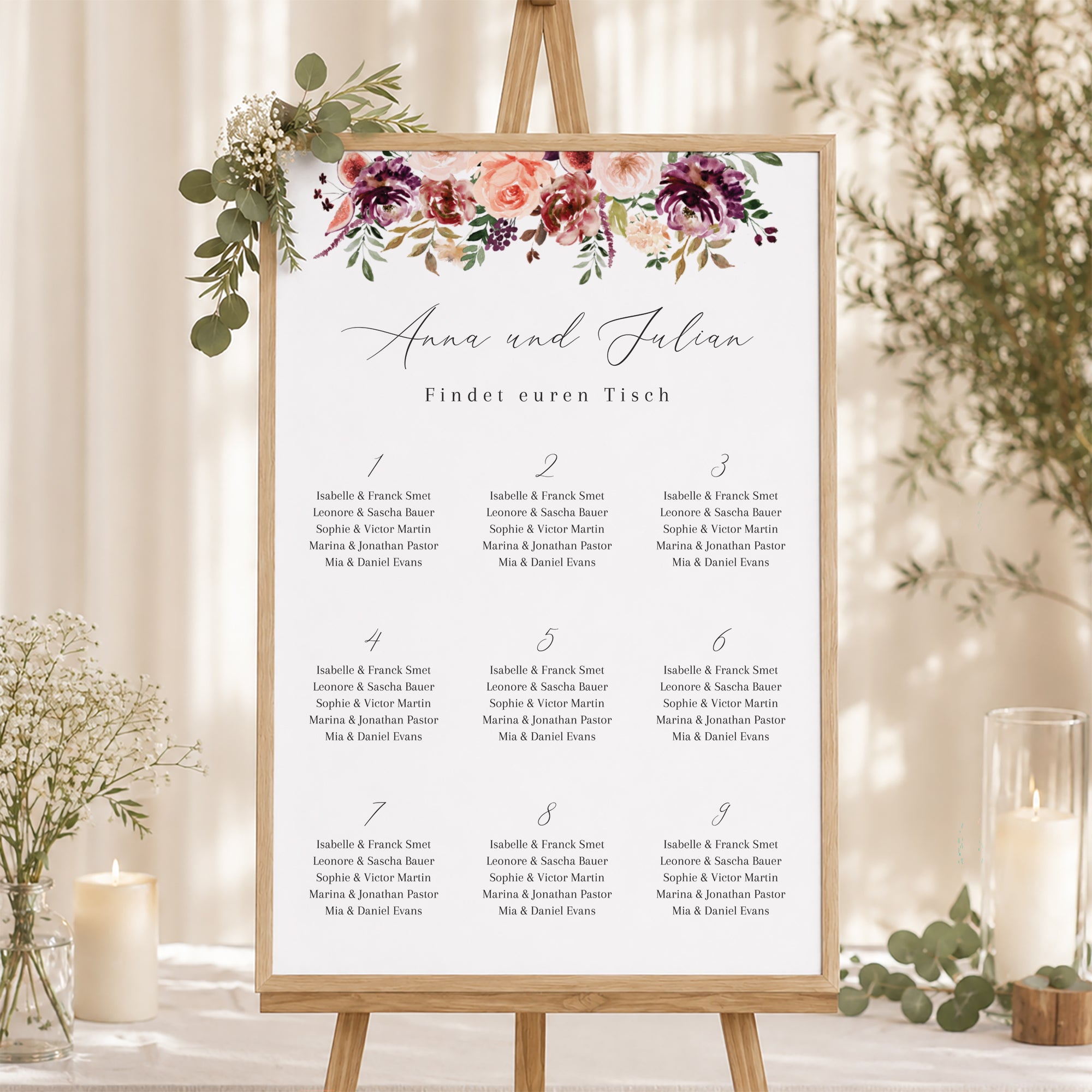 Sitzplan Hochzeit Porträt 60 x 90 cm Caudélie foto N° 1