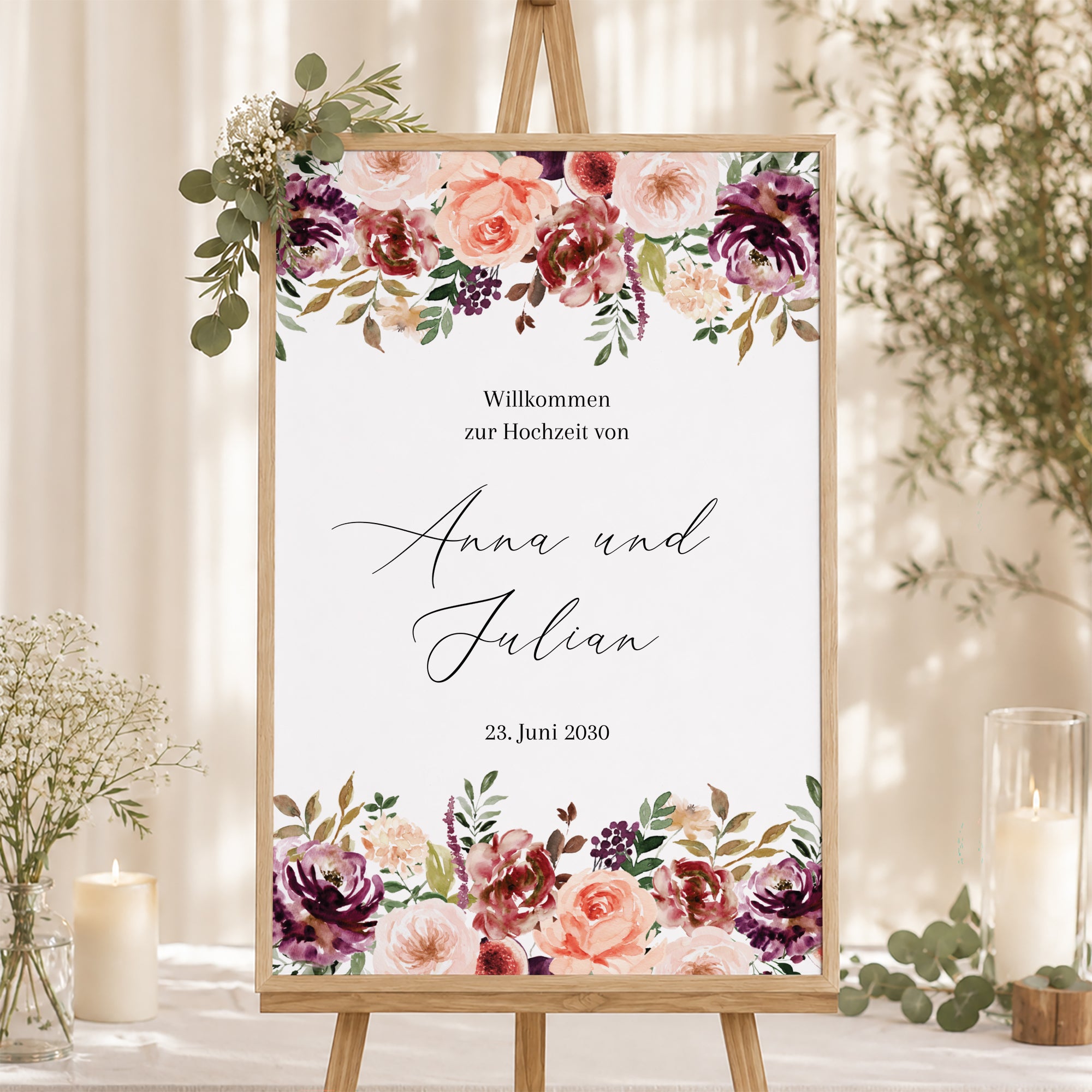 Begrüßungstafel Hochzeit Porträt 60 x 90 cm Caudélie foto N° 1