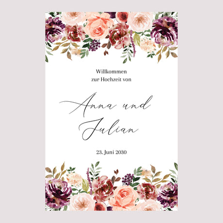 Begrüßungstafel Hochzeit Porträt 60 x 90 cm Caudélie