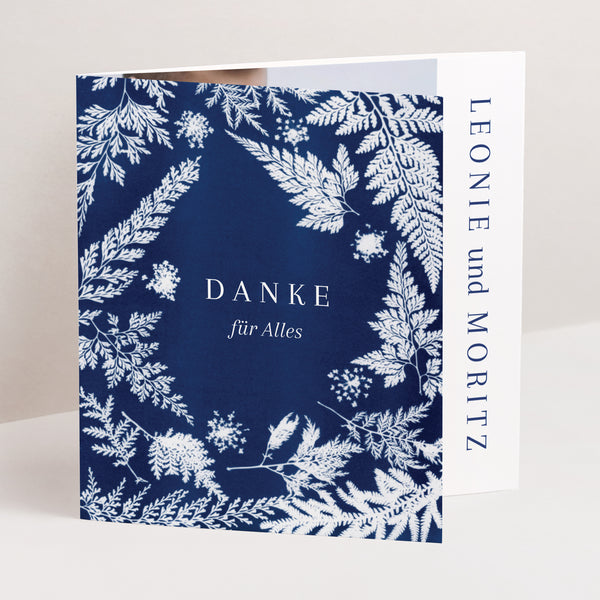 Dankeskarte Hochzeit Asymmetrisches Triptychon Cyanotypie II foto