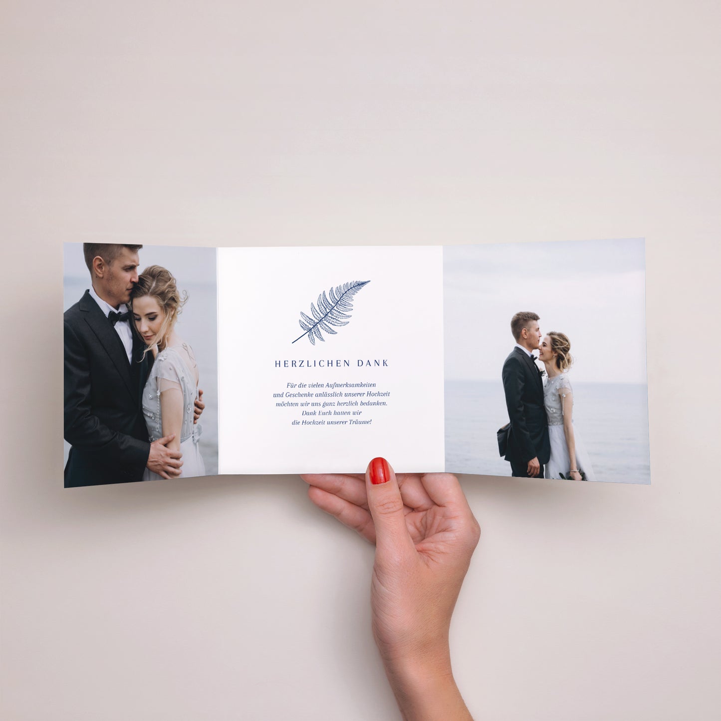 Dankeskarte Hochzeit Asymmetrisches Triptychon Cyanotypie II foto N° 2