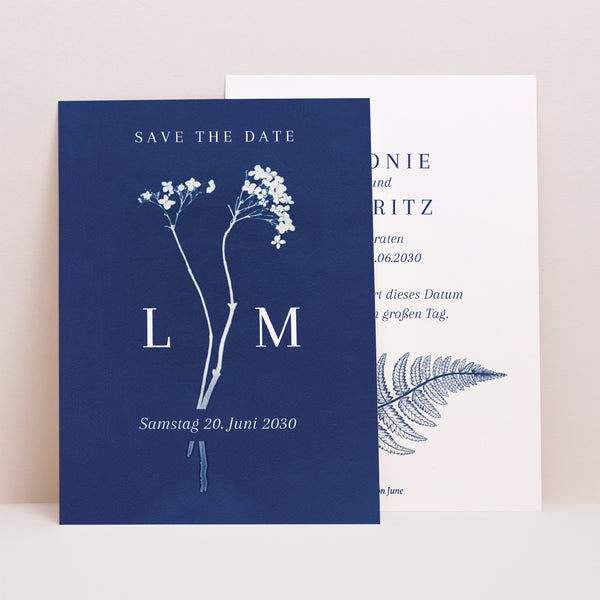Save the date Karte Hochzeit Porträt Cyanotypie II foto