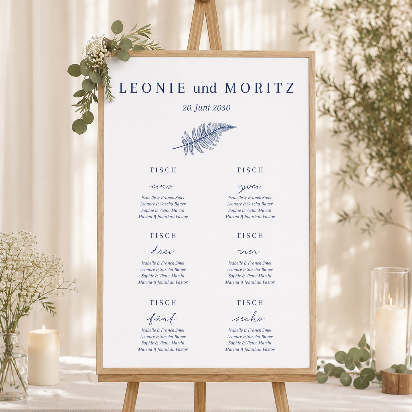 Sitzplan Hochzeit Porträt 60 x 90 cm Cyanotypie II foto N° 1