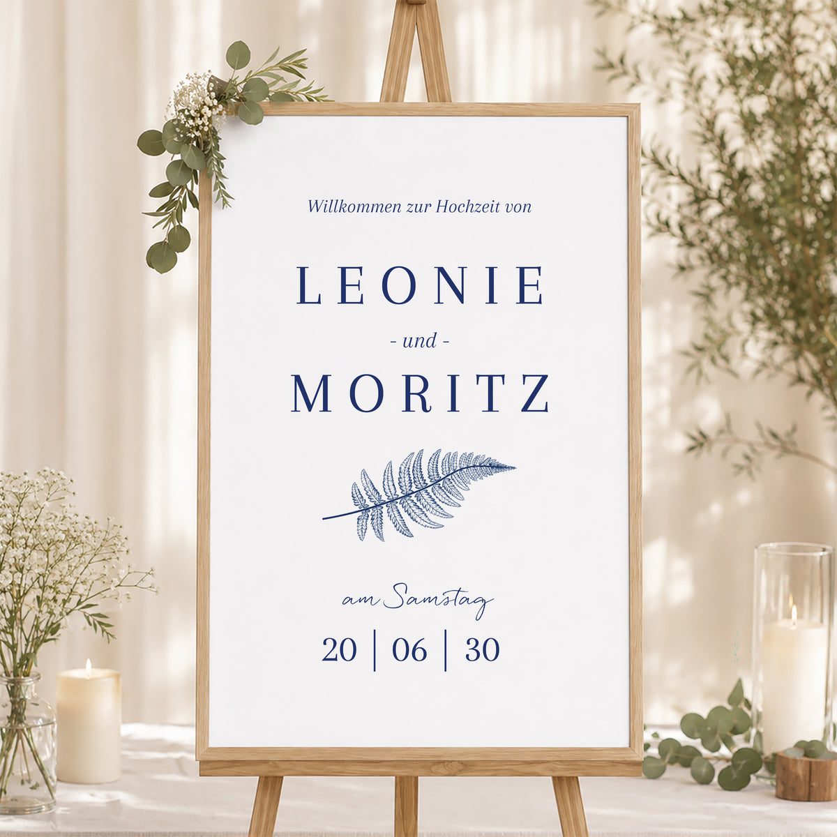Begrüßungstafel Hochzeit Porträt 60 x 90 cm Cyanotypie II foto N° 1