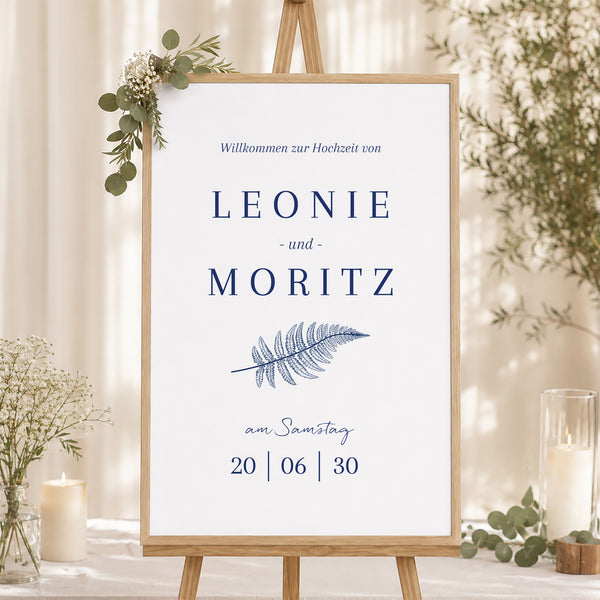 Begrüßungstafel Hochzeit Porträt 60 x 90 cm Cyanotypie II foto