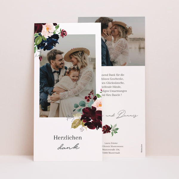 Dankeskarte Hochzeit Panoramatisches Porträt foto