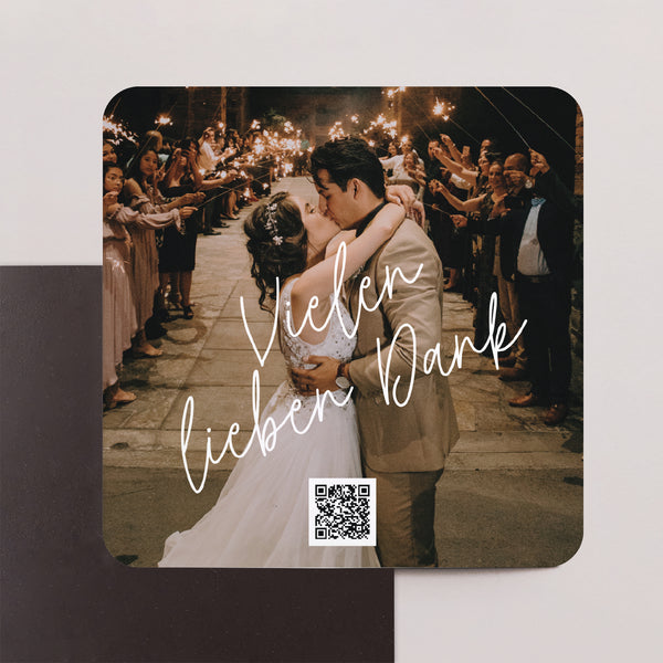 Dankeskarte Hochzeit Set von 8, magnetisch, quadratisch mit abgerundeten Ecken Für Immer foto