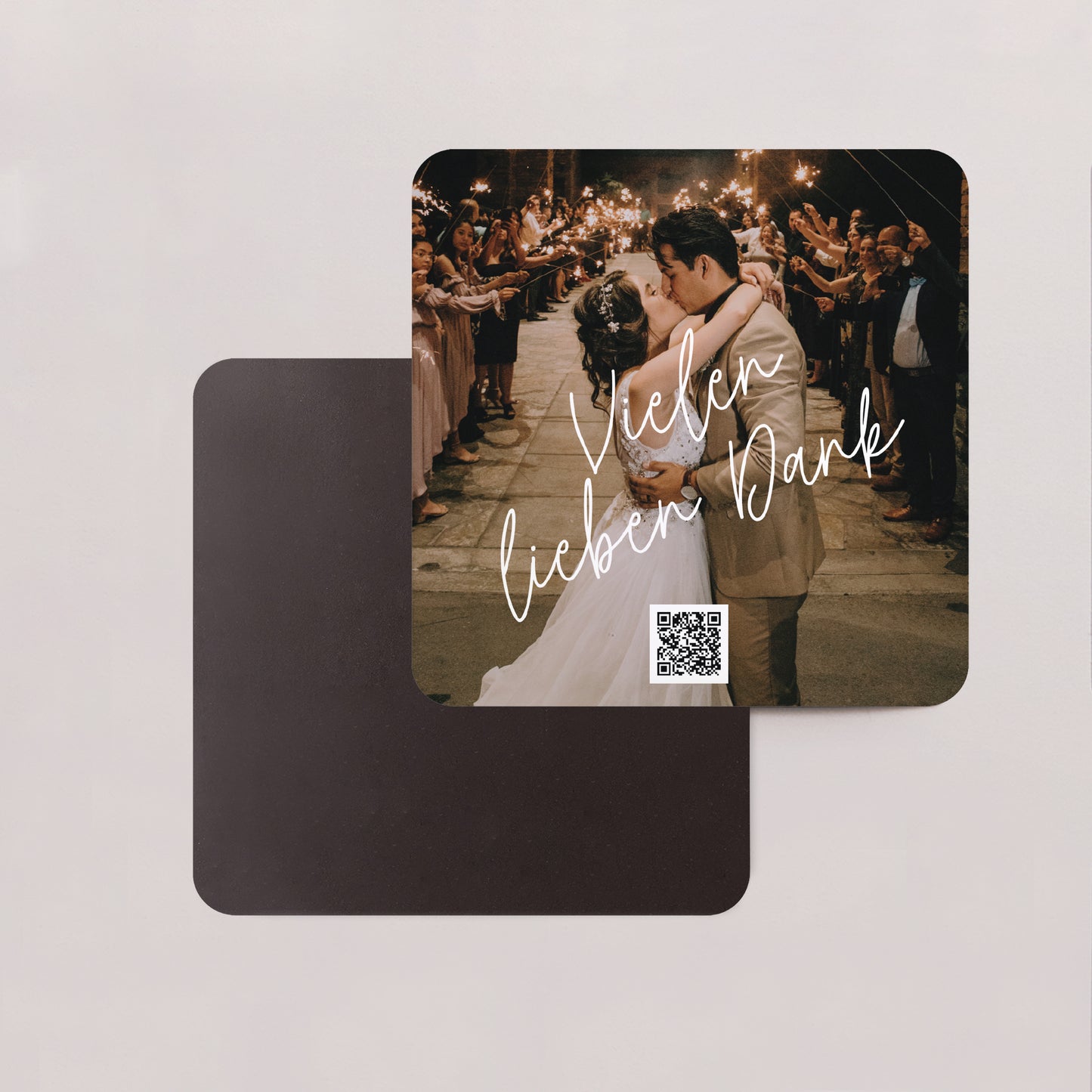 Dankeskarte Hochzeit Set von 8, magnetisch, quadratisch mit abgerundeten Ecken Für Immer foto N° 2