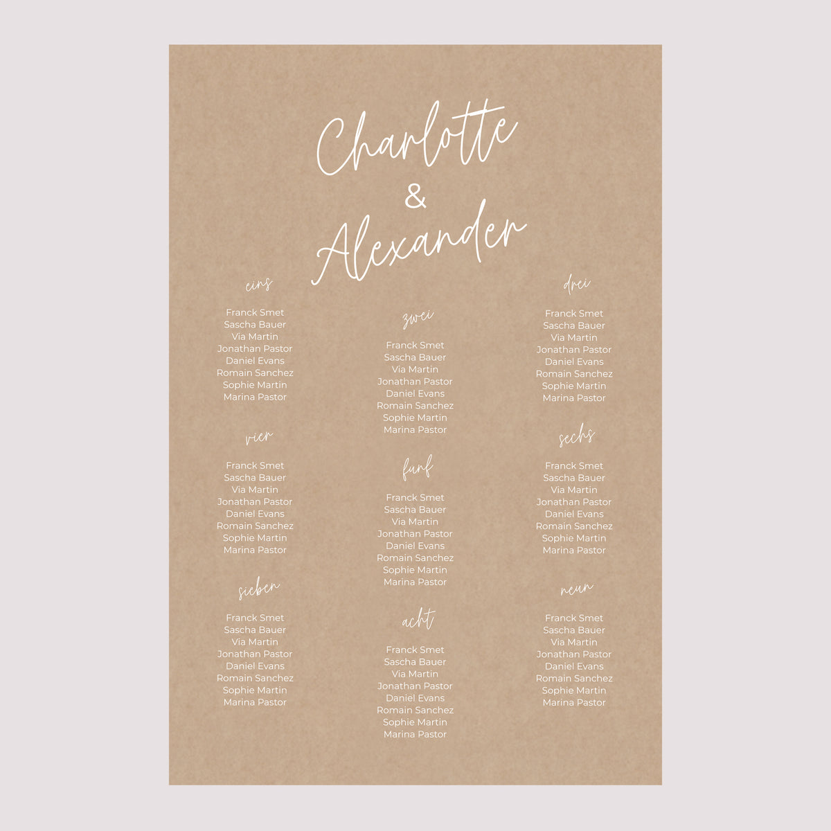 Sitzplan Hochzeit Porträt 60 x 90 cm für immer foto N° 2