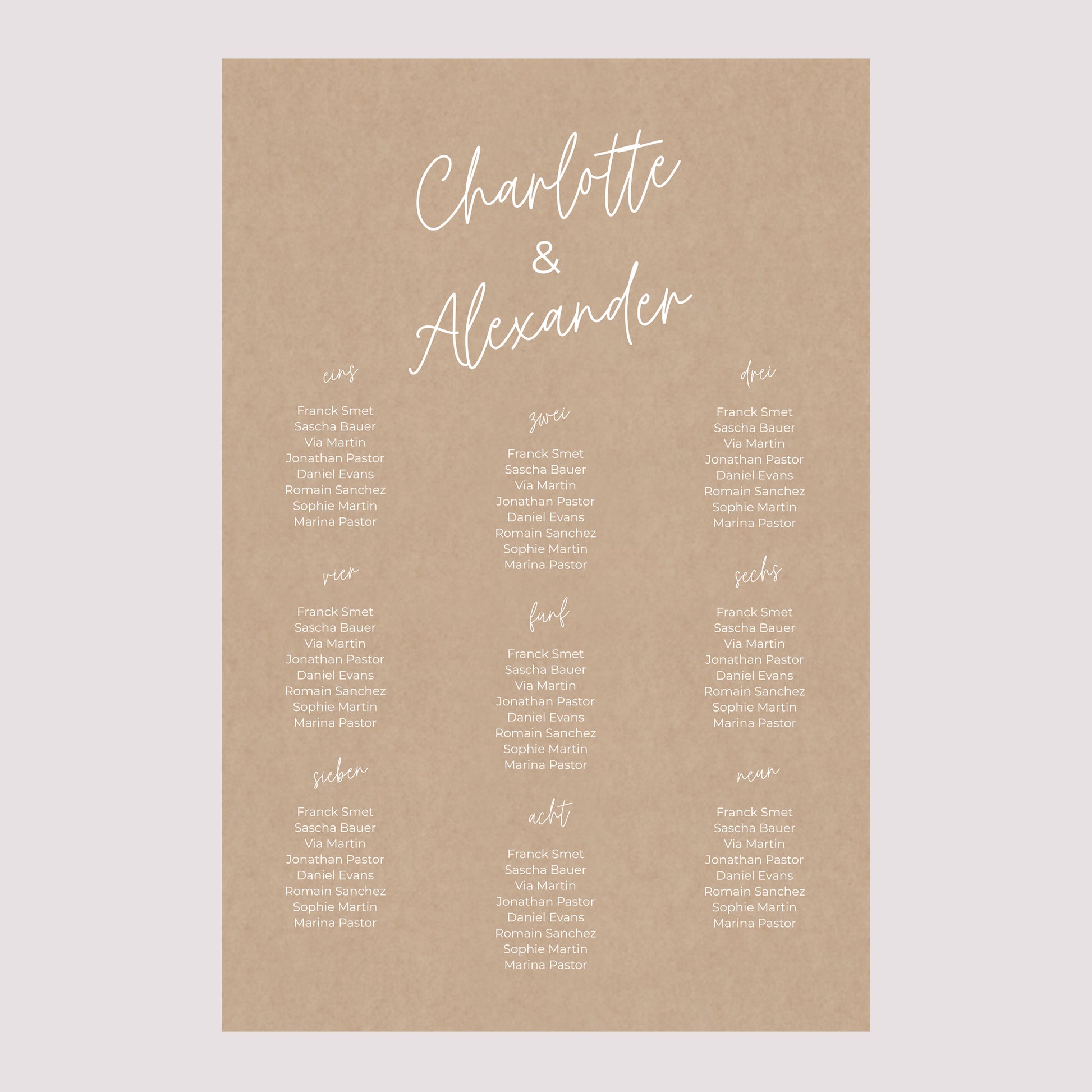 Sitzplan Hochzeit Porträt 60 x 90 cm für immer foto N° 2