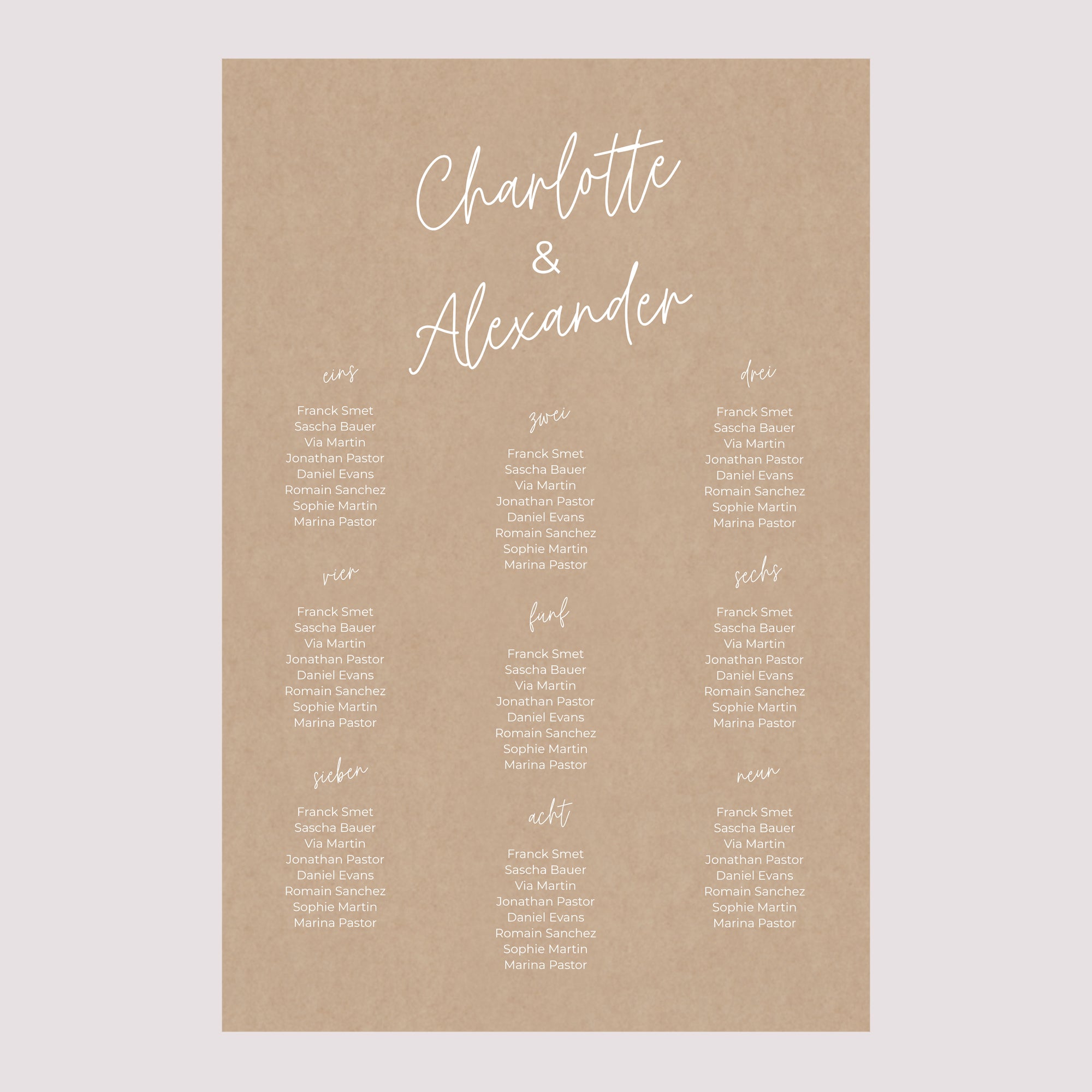 Sitzplan Hochzeit Porträt 60 x 90 cm für immer foto N° 2