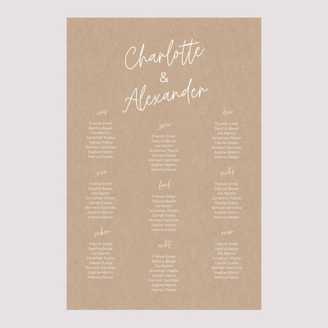 Sitzplan Hochzeit Porträt 60 x 90 cm für immer