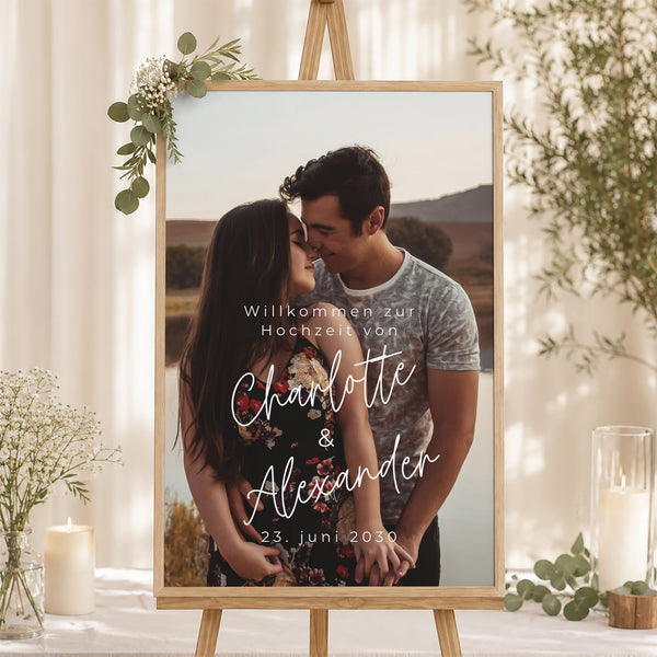 Begrüßungstafel Hochzeit Porträt 60 x 90 cm für immer foto