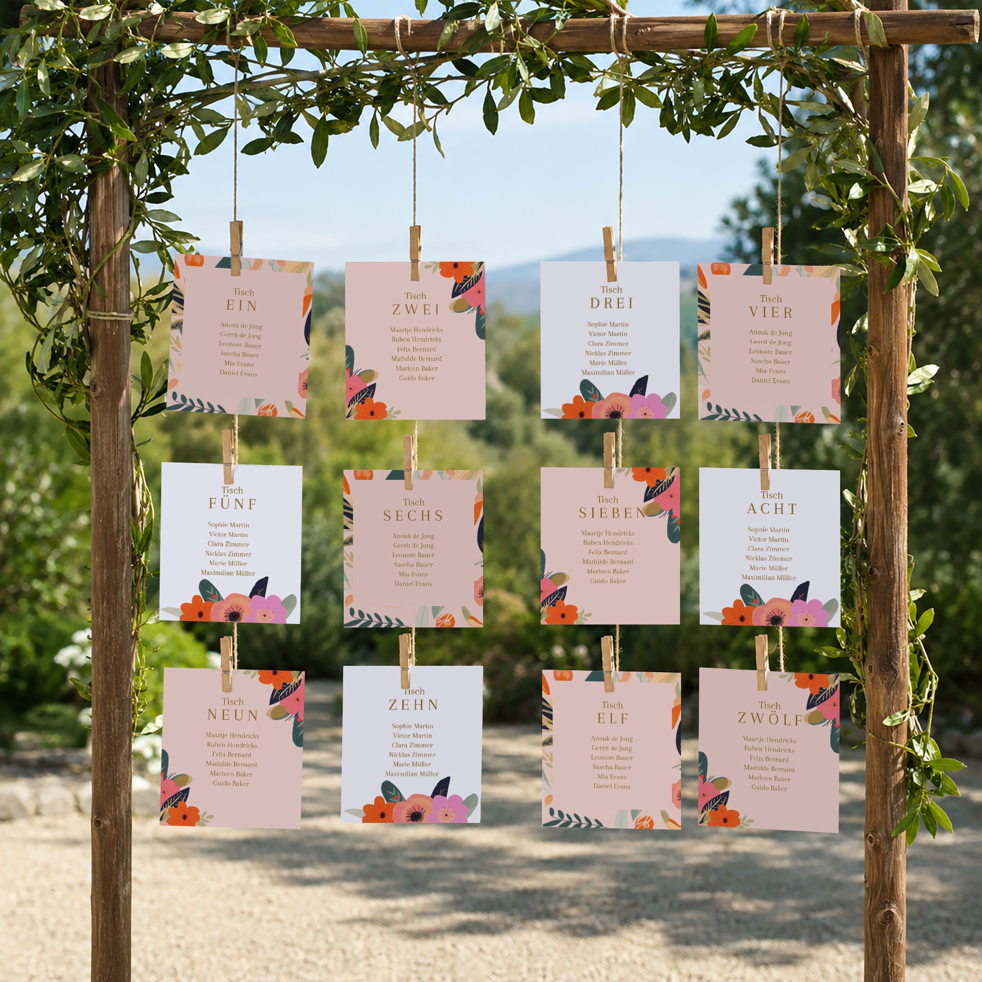 Sitzplan Hochzeit Pack von 12 Reigen von Blumen foto N° 2