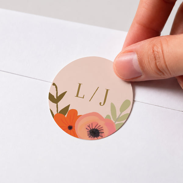 Sticker Hochzeit Rund Reigen von Blumen foto