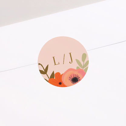 Sticker Hochzeit Rund Reigen von Blumen foto N° 2