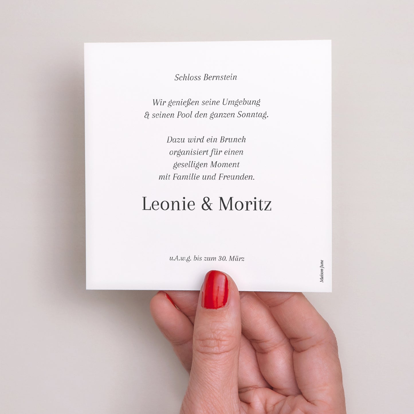 Einladungskarte Hochzeit Quadrat goldenes Laub foto N° 3